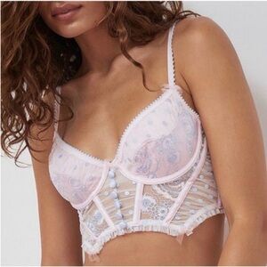 NWT For Love & Lemons foil rose bustier with embroidery size medium